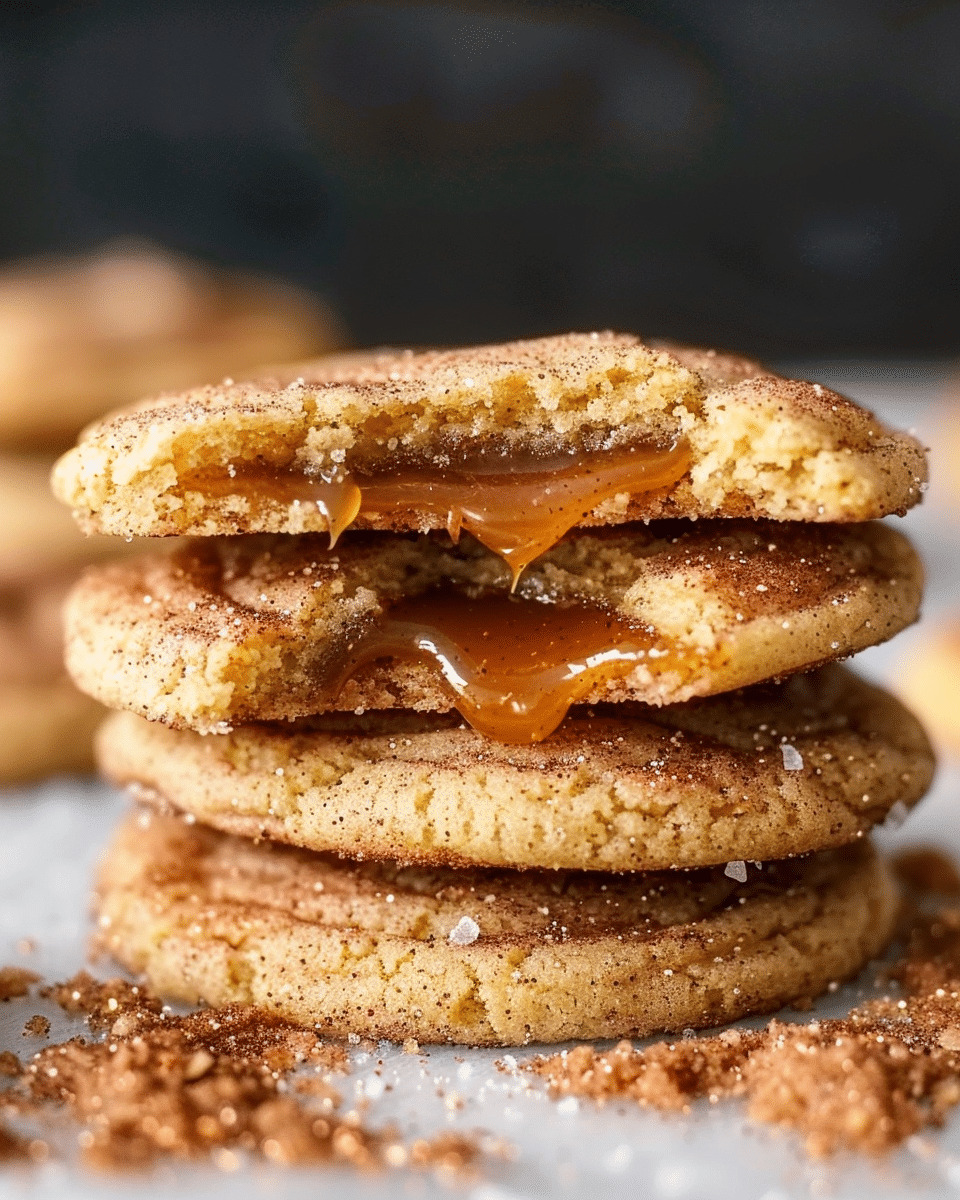 Caramel Stuffed Snickerdoodle Cookies