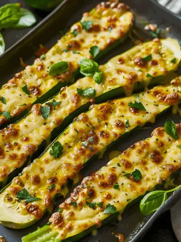 Cheesy Garlic Zucchini Steaks