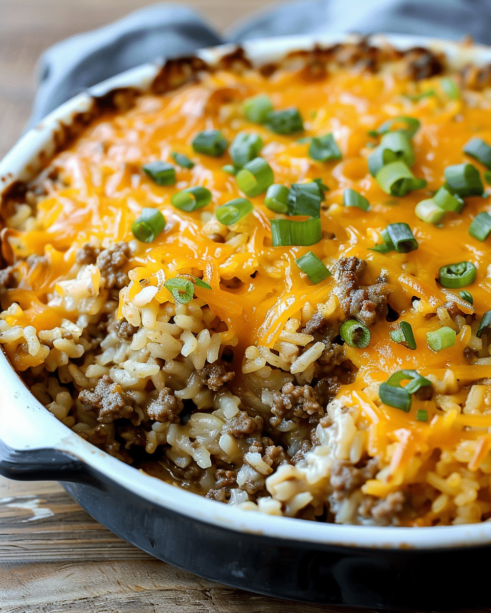 Cheesy Ground Beef Rice Casserole