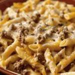 Cheesy Penne with Garlic Butter Ground Beef