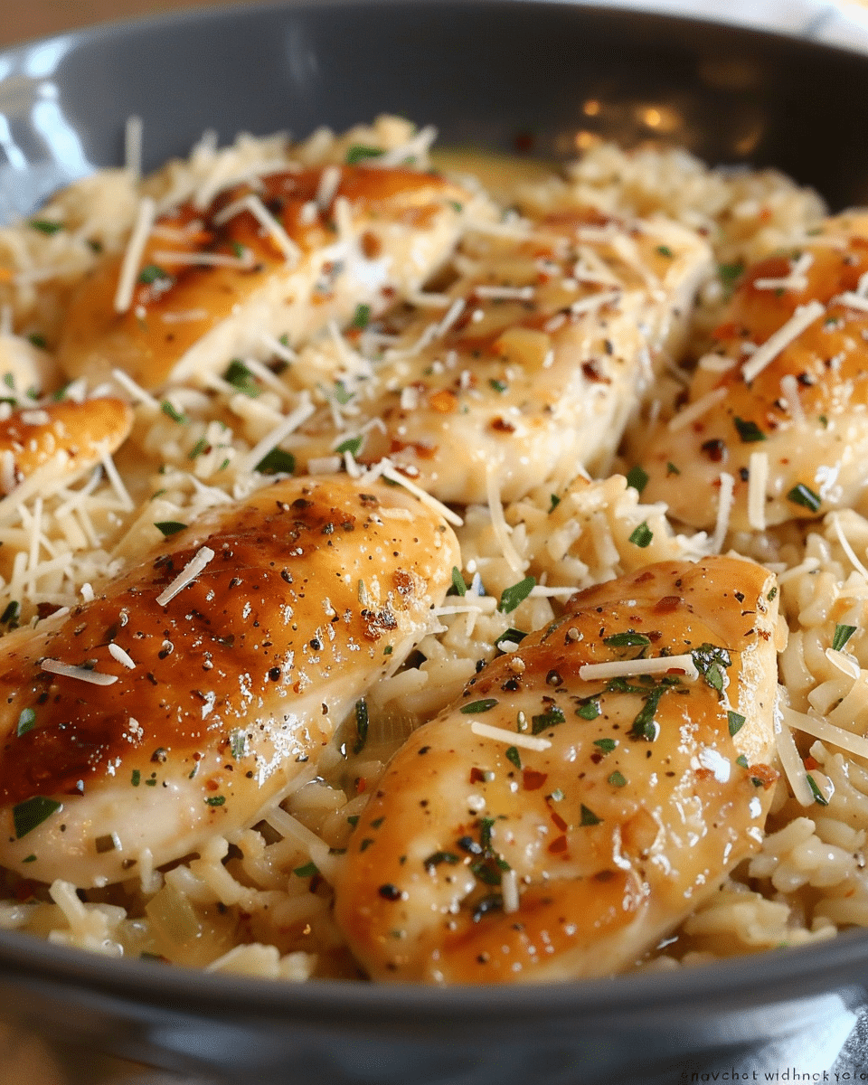 Chicken with Garlic Parmesan Rice