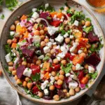 Chickpea, Beet & Feta Salad with Lemon-Garlic Vinaigrette