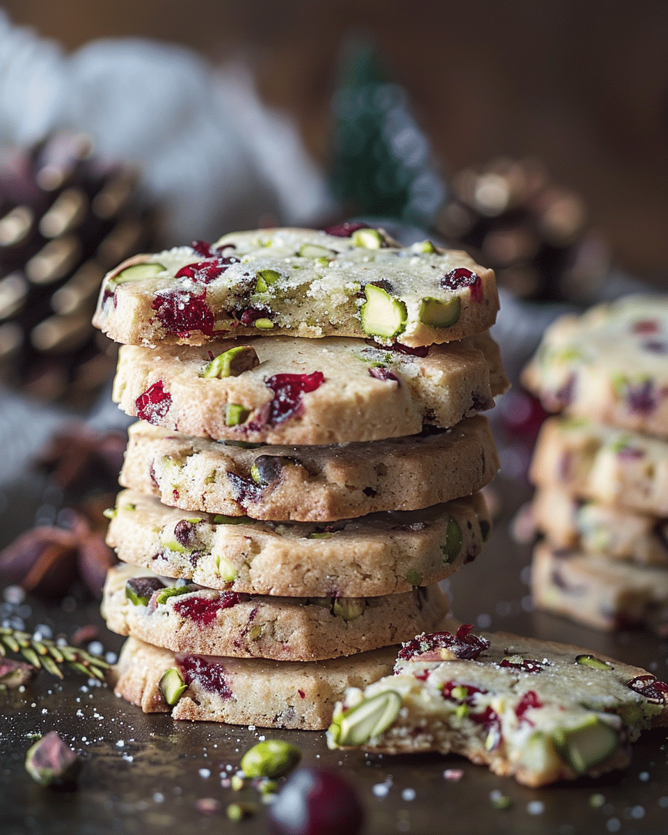 Cranberry Pistachio Shortbread Cookies