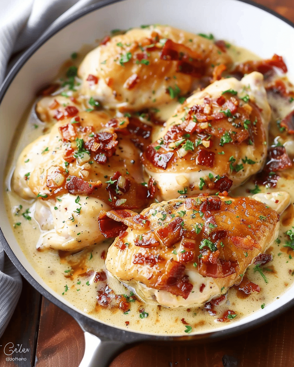Creamy Honey Mustard Chicken with Crispy Turkey Bacon