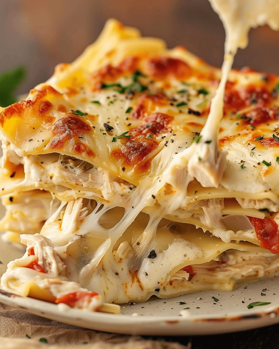Creamy White Cheese Chicken Lasagna