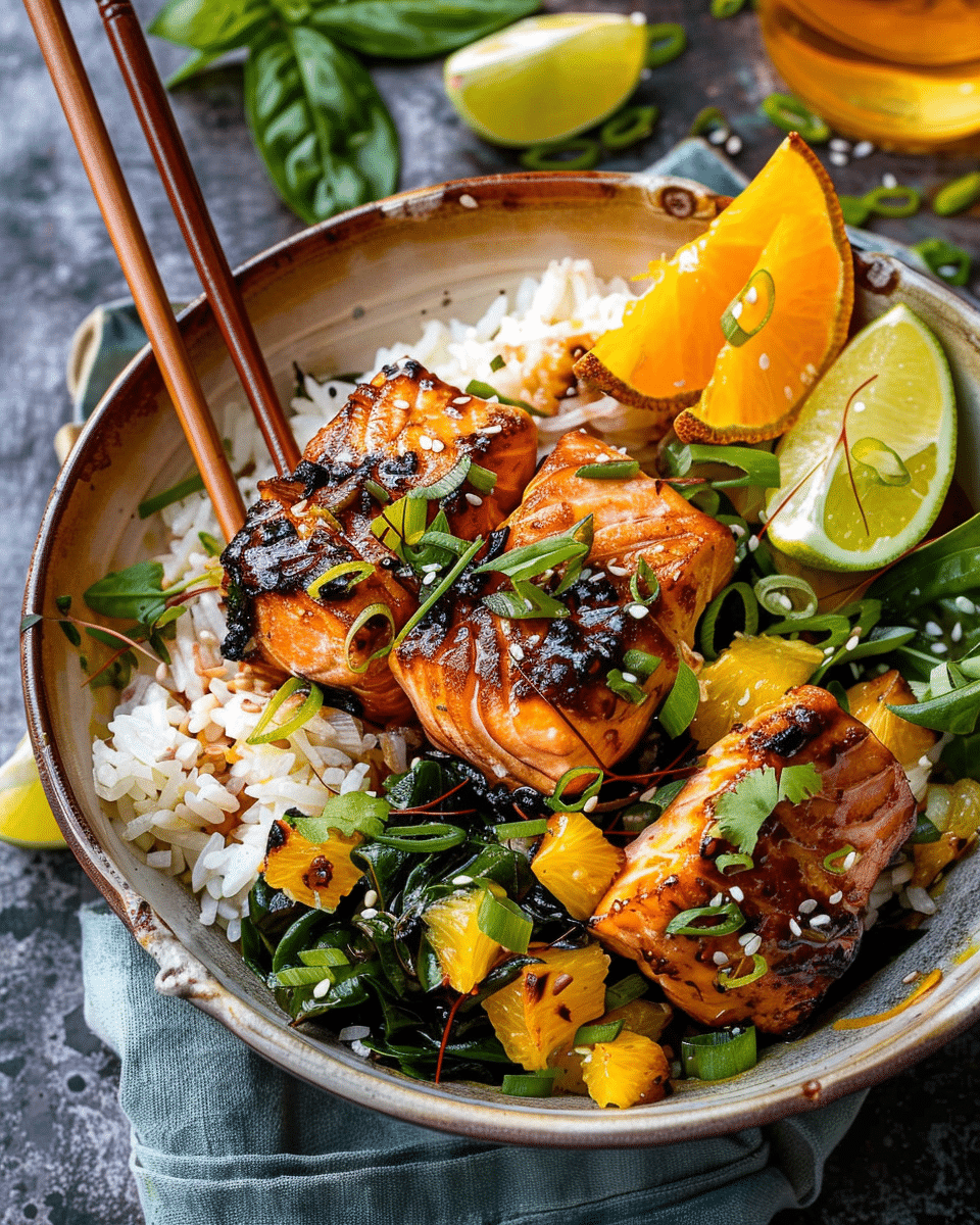Crispy Orange Salmon Bowls