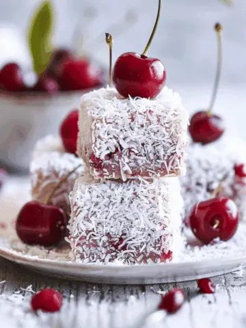 Fresh Cherry and Coconut Lamingtons