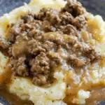 Ground Beef and Gravy Over Mashed Potatoes