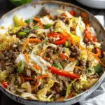 Healthy Chinese Ground Beef & Cabbage Stir Fry