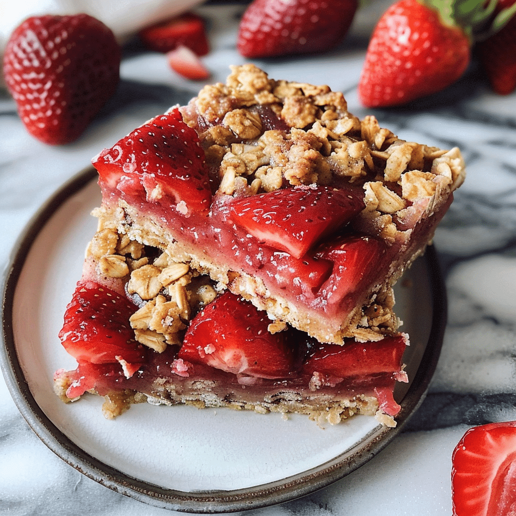 Healthy Strawberry Oatmeal Bars (Gluten-Free + Vegan)
