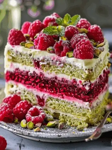 Heavenly Pistachio Raspberry Dream Cake
