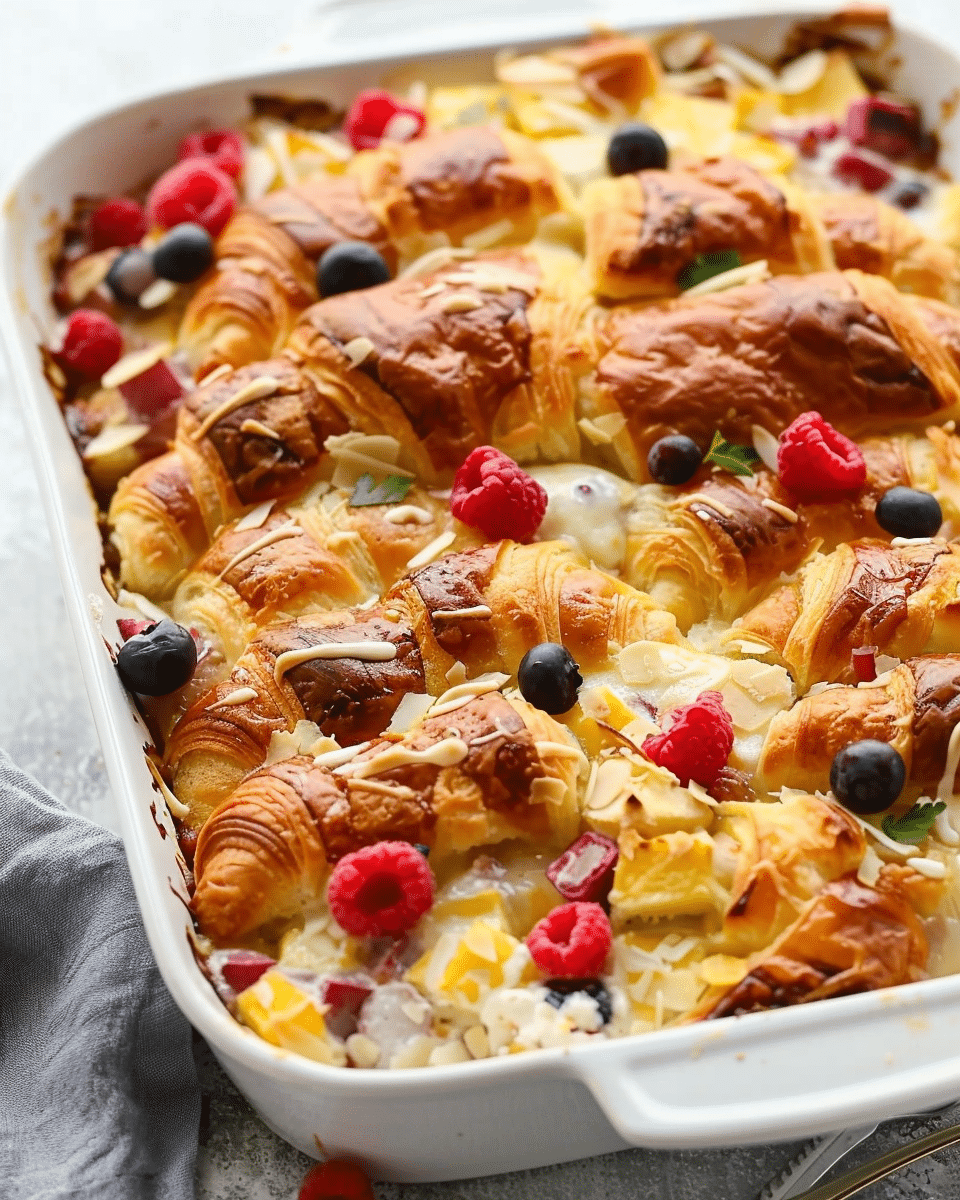 Irresistible Overnight Croissant Breakfast Casserole