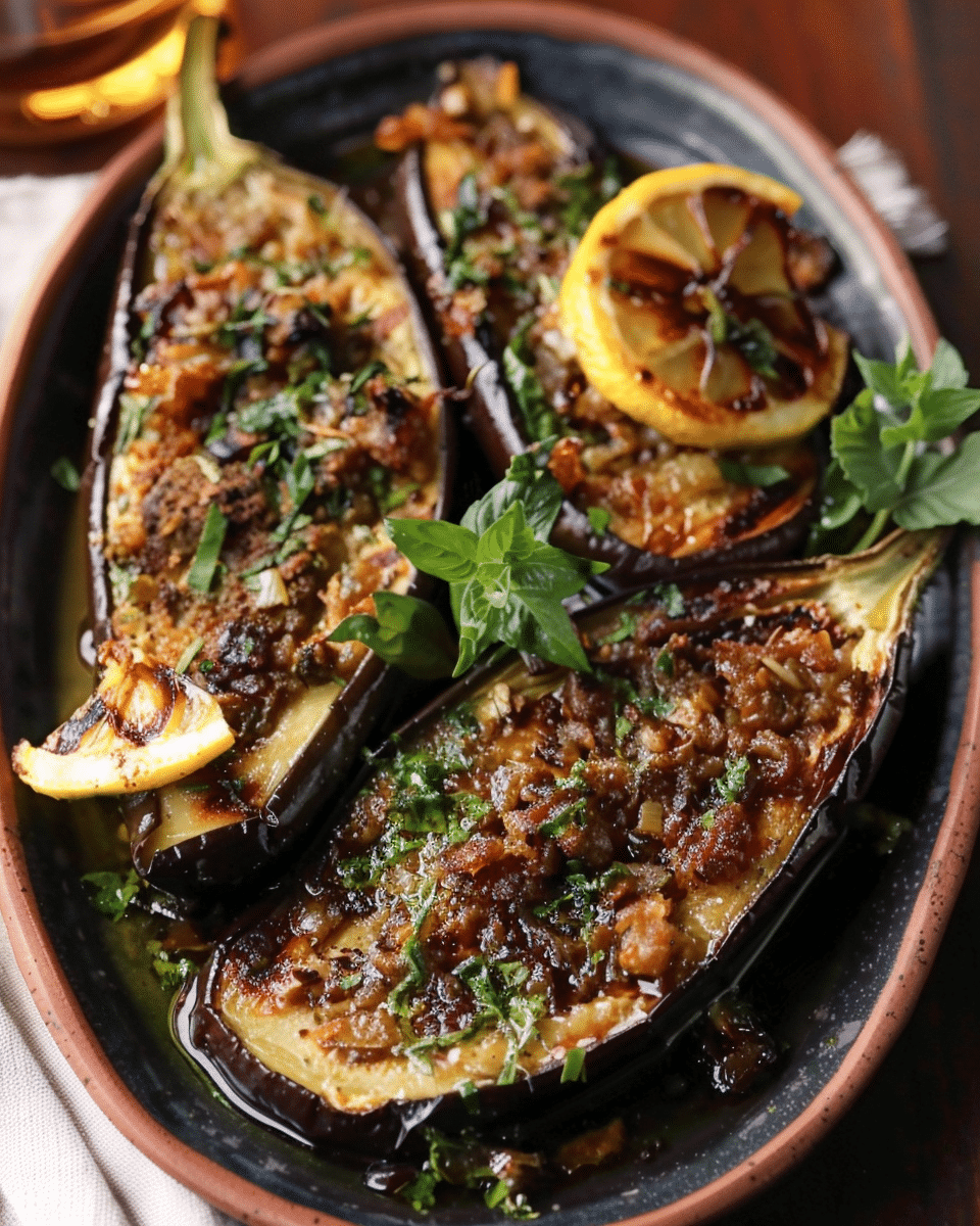 Lemon Garlic Roasted Eggplant
