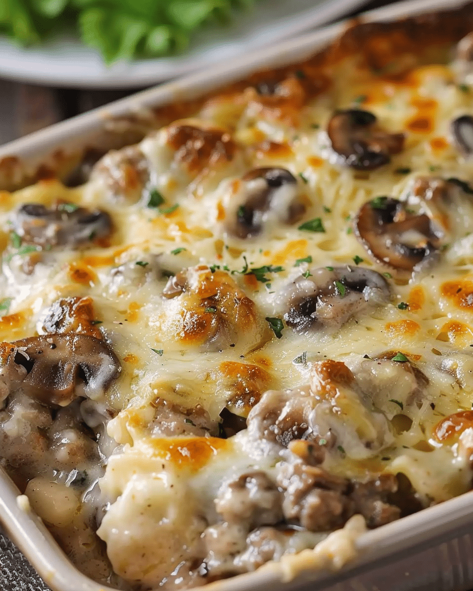 Mushroom and Swiss Burger Casserole