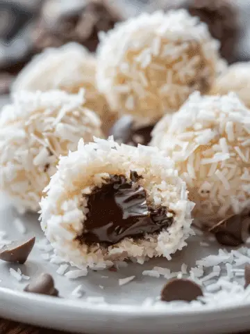No Bake Coconut Cookie Balls with Chocolate Centers