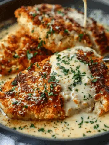Parmesan Crusted Chicken with Creamy Garlic Sauce