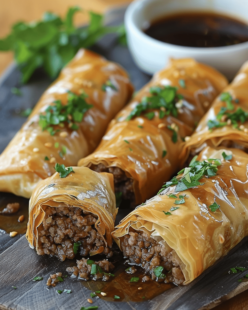 Phyllo Rolls with Ground Beef