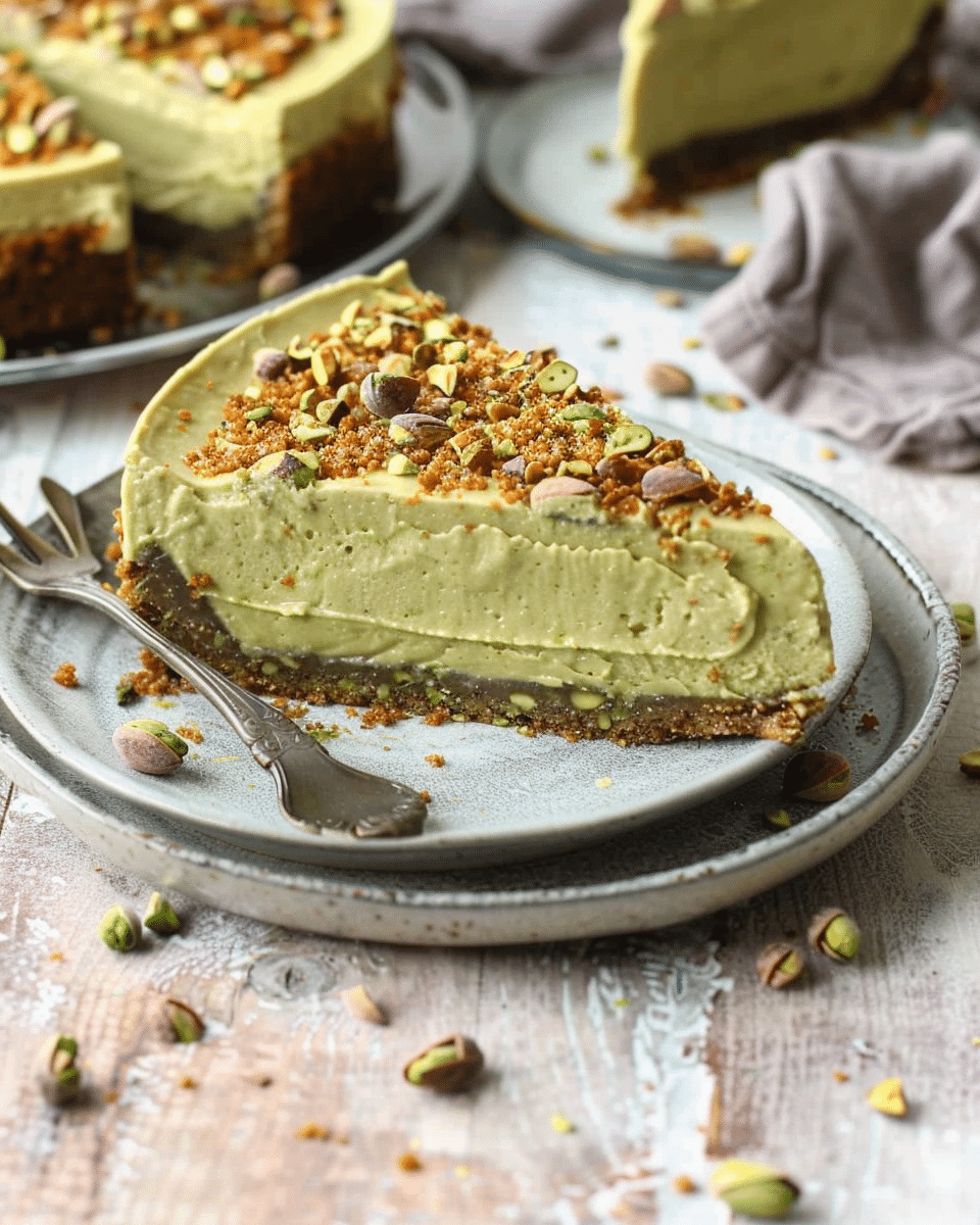 Pistachio Cheesecake With Pistachio Topping