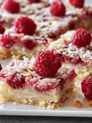 Raspberry Coconut Bars with Almond Crust
