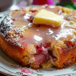 Rhubarb Cake with Butter Sauce