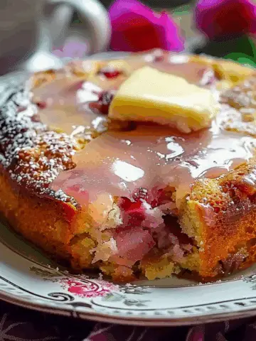 Rhubarb Cake with Butter Sauce