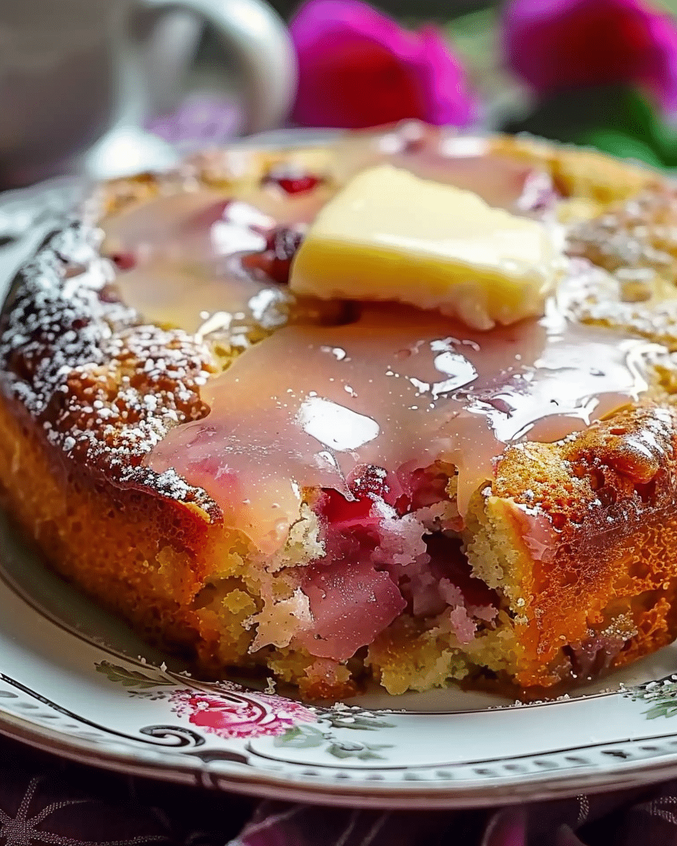 Rhubarb Cake with Butter Sauce