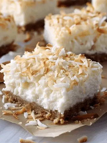 Skinny Coconut Cheesecake Bars