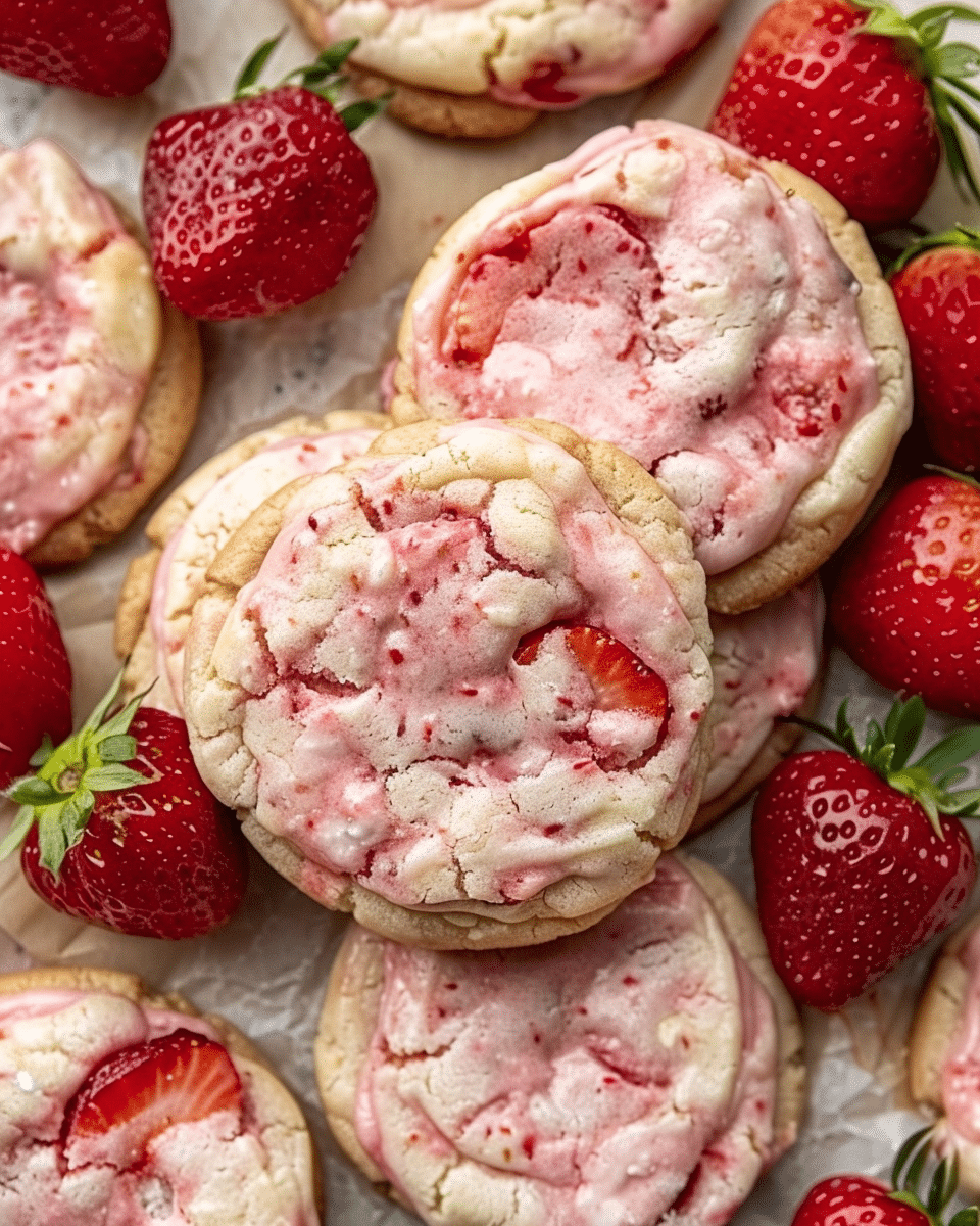 Soft Strawberry Cheesecake Cookies