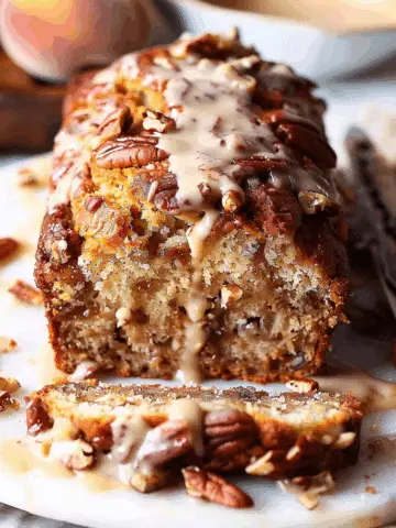 Southern Peach Bread with Pecan Praline Topping