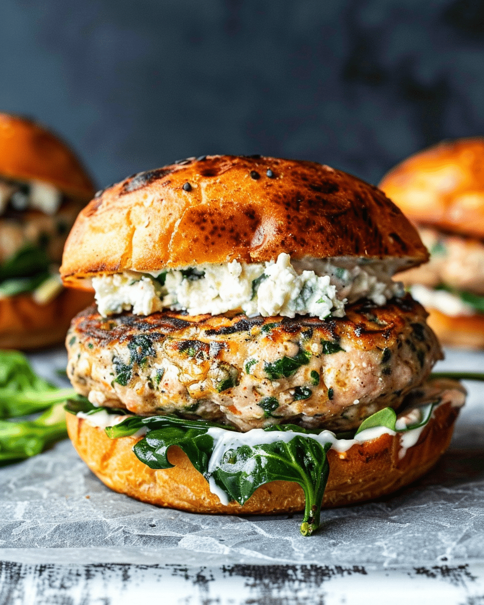 Spinach Feta Turkey Burgers