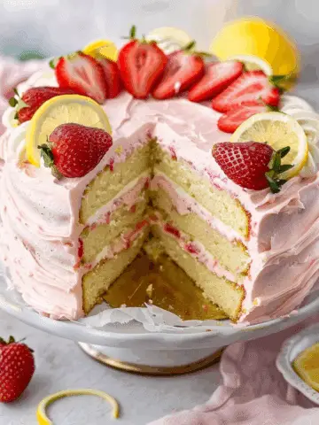 Strawberry Lemonade Cake with Lemon Cream Cheese Frosting
