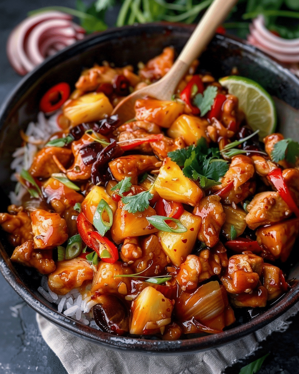 Sweet & Spicy Pineapple Chicken Stir-Fry Bowl