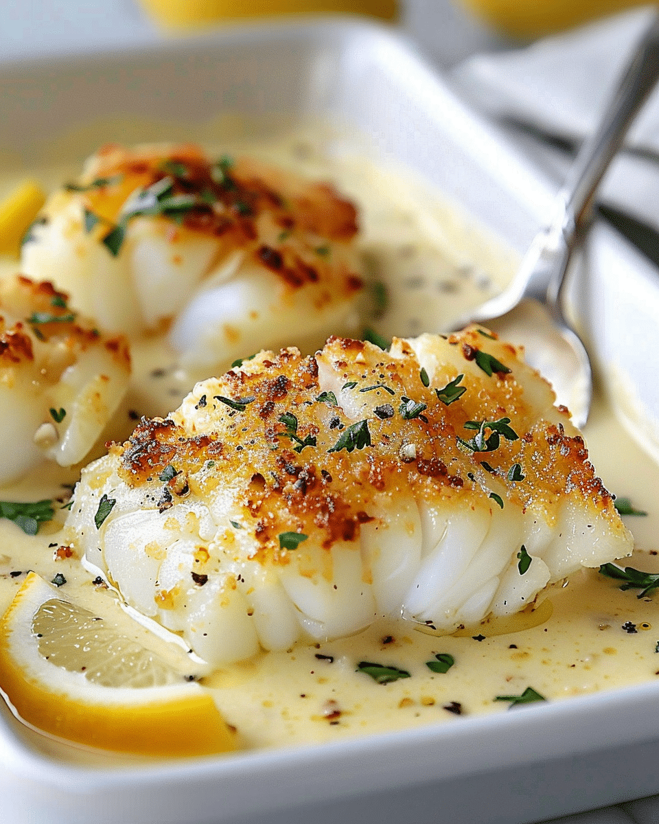 Tasty Baked Cod in Coconut Lemon Cream Sauce