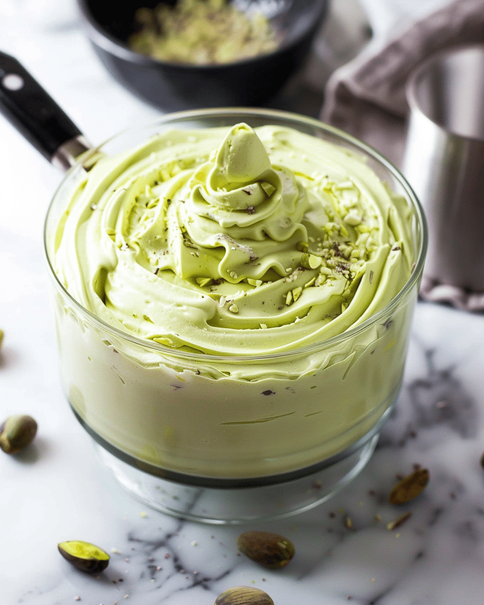 Whipped White Chocolate Pistachio Ganache