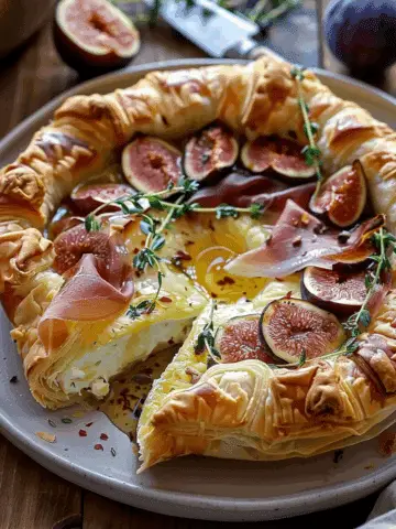 Baked Brie in Puff Pastry with Honey, Fig, and Prosciutto