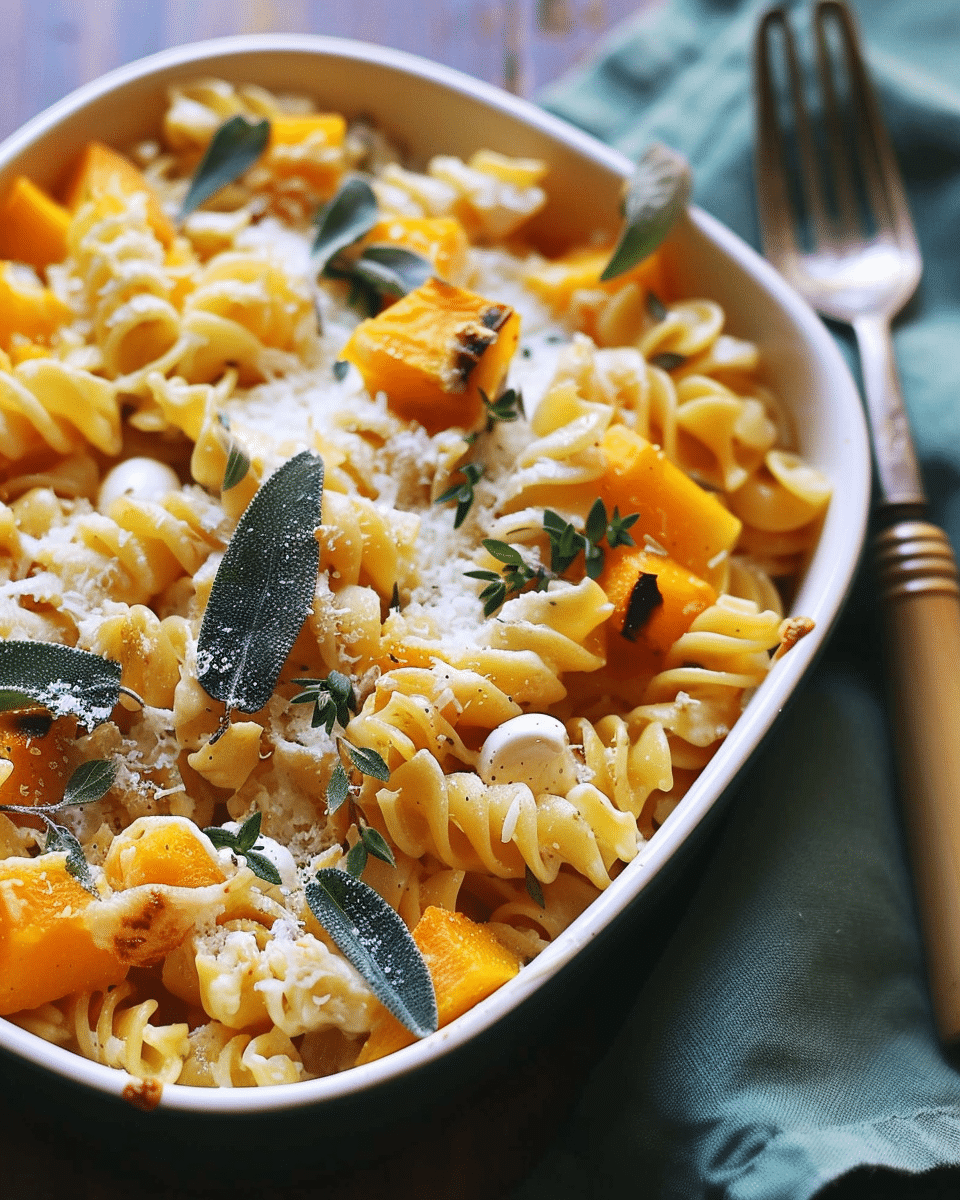 Baked Feta and Butternut Squash Pasta with Sage and Garlic