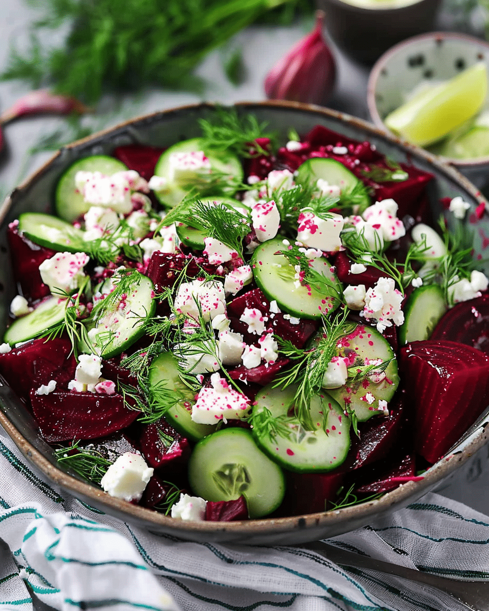 Beet Salad with Feta, Cucumbers, and Dill