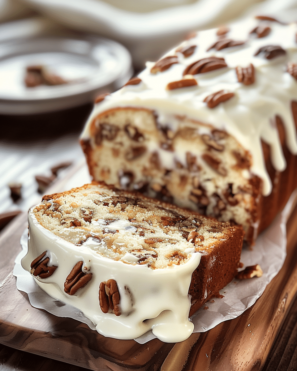 Butter Pecan Cake Loaf with Cream Cheese Icing