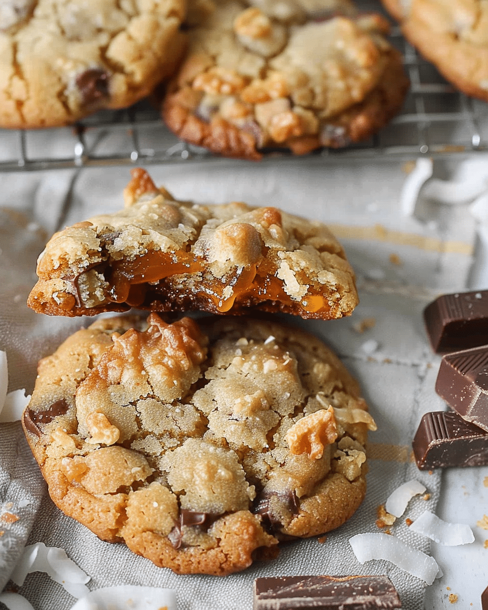 Caramel Coconut Chocolate Cookies