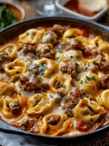 Cheesesteak Tortellini in Rich Provolone Sauce