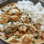 Creamy Dreamy Chicken & Mushroom Stroganoff with Rice