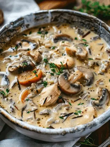 Creamy Mushroom, Chicken, and Wild Rice Soup