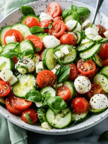 Fresh Cucumber Caprese Salad