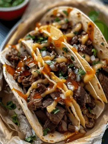 Garlic Butter Honey BBQ Beef Tacos