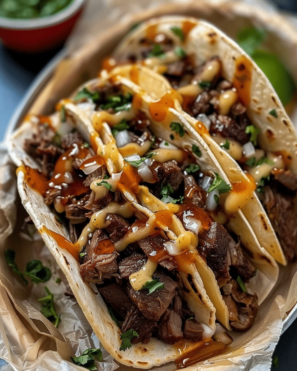 Garlic Butter Honey BBQ Beef Tacos