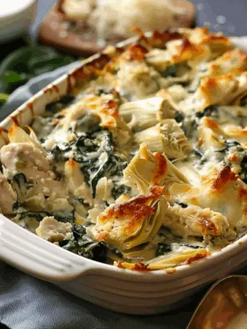 High-Protein Spinach & Artichoke Chicken Casserole