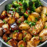 Honey Garlic Chicken & Roasted Potatoes Bowl