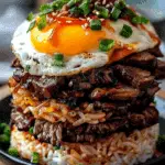 Korean BBQ Beef Rice Stack