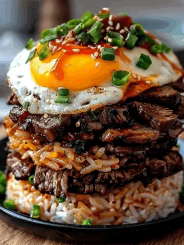 Korean BBQ Beef Rice Stack