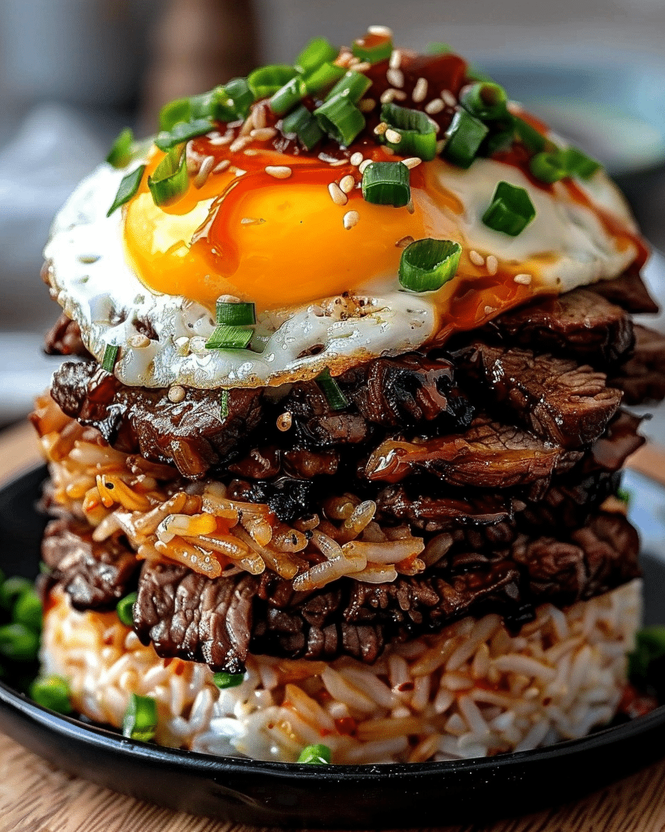 Korean BBQ Beef Rice Stack